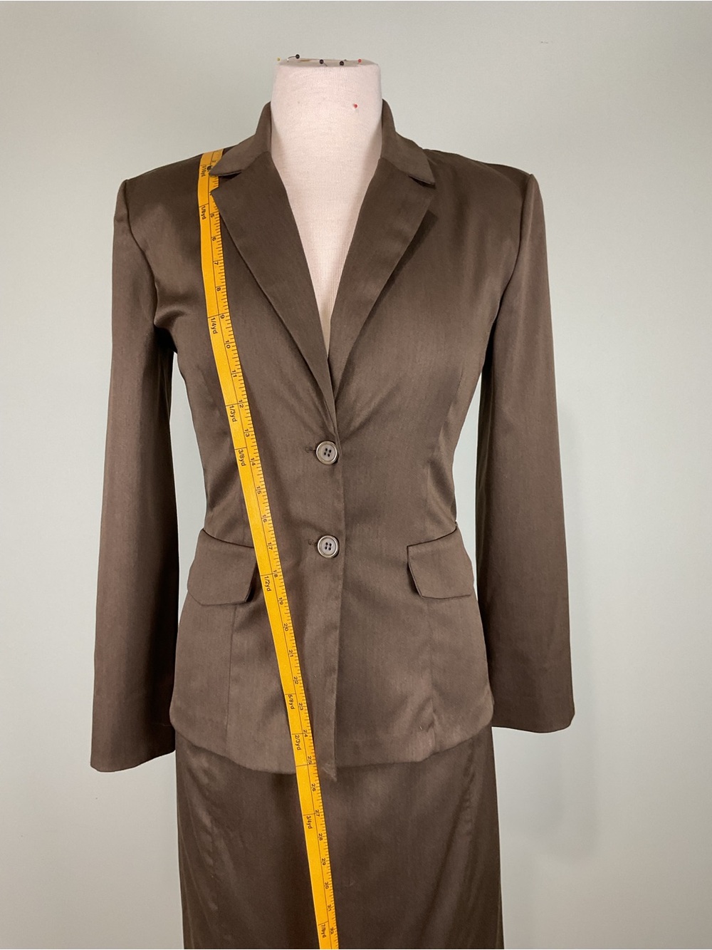 Vintage Charlotte Russe Brown Skirt Suit 2pc Set Made in USA Y2K Dark Academia M - Picture 2 of 11
